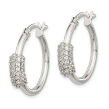 Load image into Gallery viewer, Sterling Silver Polished CZ Hoop Earrings
