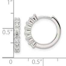Load image into Gallery viewer, Sterling Silver Polished CZ Hinged Hoop Earrings
