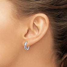Load image into Gallery viewer, Sterling Silver Rhodium-plated Multicolor CZ Hinged Hoop Earrings

