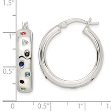 Load image into Gallery viewer, Sterling Silver Polished Multi-color CZ Circle Hoop Earrings
