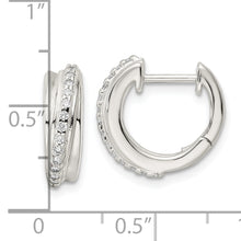 Load image into Gallery viewer, Sterling Silver Polished CZ Hinged Hoop Earrings
