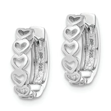 Load image into Gallery viewer, Sterling Silver RH-plated Brushed and Polished Finish Heart Hoop Earrings
