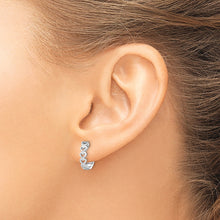 Load image into Gallery viewer, Sterling Silver RH-plated Brushed and Polished Finish Heart Hoop Earrings
