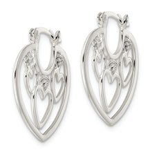 Load image into Gallery viewer, Sterling Silver 3-Hearts Hoop Earrings
