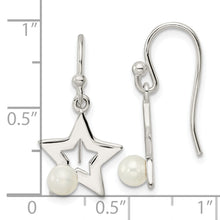 Load image into Gallery viewer, Sterling Silver Polished Imitation Pearl Star Shepherd Hook Earrings

