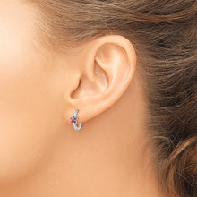 Load image into Gallery viewer, Sterling Silver Rhodium-plated Polished Dark Pink CZ Earrings
