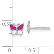 Load image into Gallery viewer, Sterling Silver RH-plated Enameled Butterfly Children's Post Earrings
