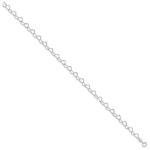 Load image into Gallery viewer, Sterling Silver 0.6mm Fancy Heart Link Anklet
