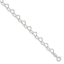 Load image into Gallery viewer, Sterling Silver 0.6mm Fancy Heart Link Anklet
