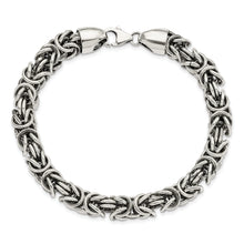 Load image into Gallery viewer, Sterling Silver Polished &amp; Antiqued 8.5in Byzantine Bracelet
