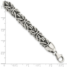 Load image into Gallery viewer, Sterling Silver Polished &amp; Antiqued 8.5in Byzantine Bracelet
