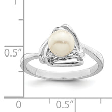 Load image into Gallery viewer, Sterling Silver Rhodium-plated FWC Pearl and CZ Triangle Ring
