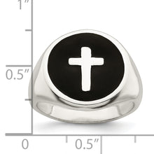 Load image into Gallery viewer, Sterling Silver Rhodium-plated Enameled Cross Ring
