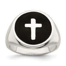 Load image into Gallery viewer, Sterling Silver Rhodium-plated Enameled Cross Ring
