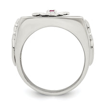 Load image into Gallery viewer, Sterling Silver .03Ruby/Black Agate Fleur de Lis Ring
