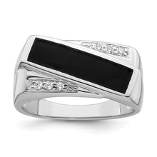 Load image into Gallery viewer, Sterling Silver Rhodium-plated CZ &amp; Onyx Ring
