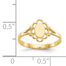 Load image into Gallery viewer, 14K Filigree Oval Polished Center Baby Signet Ring
