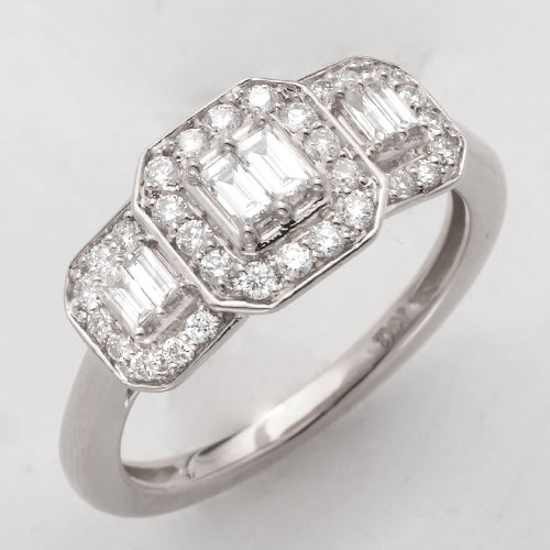 14KW 0.60CTW BAGUETTE DIAMOND 3-STONE RING