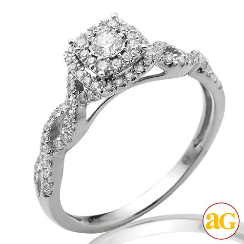 14KW 0.45CTW DIAMOND BRIDAL RING WITH HALO