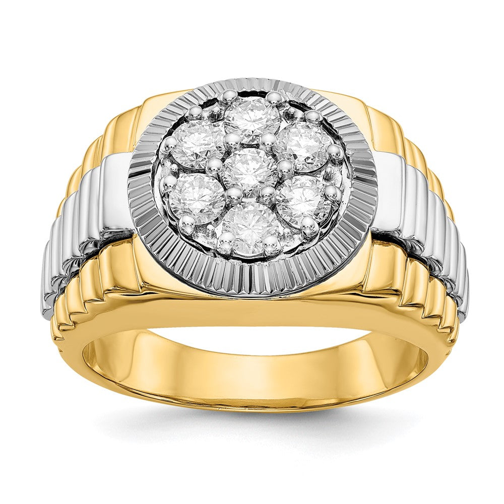 10ktt Ridged-Sides 1ct Mens Lab Grown Diamond VS/SI FGH Ring