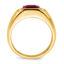 Load image into Gallery viewer, 14k Square Created Ruby and Diamond Mens Ring
