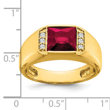 Load image into Gallery viewer, 14k Square Created Ruby and Diamond Mens Ring
