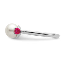 Load image into Gallery viewer, 14k White Gold FWC Pearl and Ruby Ring
