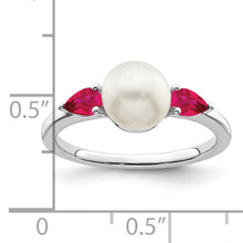 Load image into Gallery viewer, 14k White Gold FWC Pearl and Ruby Ring
