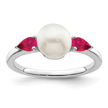 Load image into Gallery viewer, 14k White Gold FWC Pearl and Ruby Ring
