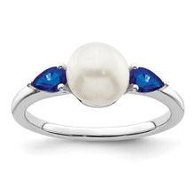 Load image into Gallery viewer, 14k White Gold FWC Pearl and Sapphire Ring
