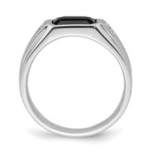 Load image into Gallery viewer, 14k White Gold Polished &amp; Satin Onyx &amp; Diamond Mens Ring
