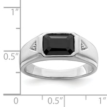 Load image into Gallery viewer, 14k White Gold Polished &amp; Satin Onyx &amp; Diamond Mens Ring
