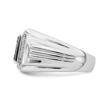 Load image into Gallery viewer, 14k White Gold Polished Black and White Sapphire Mens Ring
