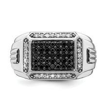 Load image into Gallery viewer, 14k White Gold Polished Black and White Sapphire Mens Ring
