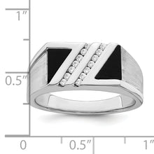 Load image into Gallery viewer, 14k White Gold Polished &amp; Satin Onyx &amp; Diamond Mens Ring
