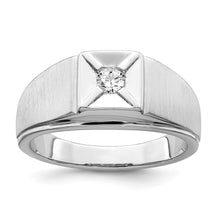 Load image into Gallery viewer, 14k White Gold Polished &amp; Satin Diamond Mens Ring
