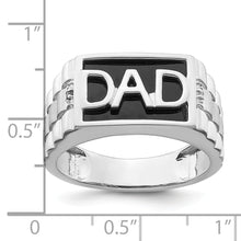 Load image into Gallery viewer, 14k White Gold Polished &amp; Satin Onyx &amp; Diamond DAD Mens Ring
