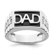 Load image into Gallery viewer, 14k White Gold Polished &amp; Satin Onyx &amp; Diamond DAD Mens Ring
