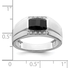Load image into Gallery viewer, 14k White Gold Polished &amp; Satin Onyx &amp; Diamond Mens Ring
