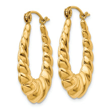 Load image into Gallery viewer, 14k Polished Twisted Hollow Hoop Earrings

