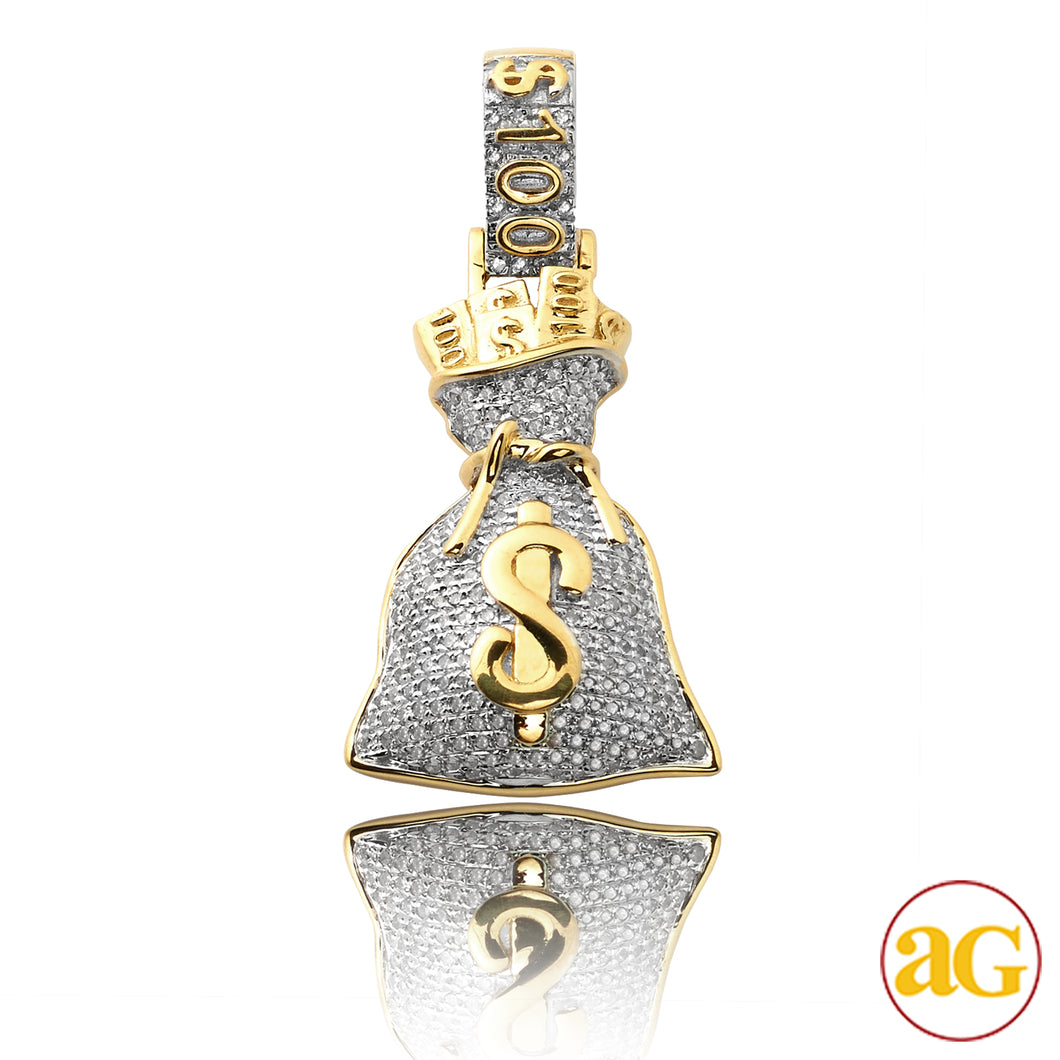 10KY 0.65CTW DIAMOND MONEY BAG PENDANT