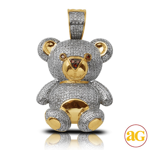 10KY 1.25CTW DIAMOND TEDDY BEAR PENDANT