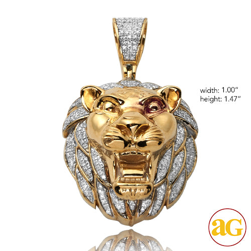 10KY 0.50CTW DIAMOND LION HEAD PENDANT