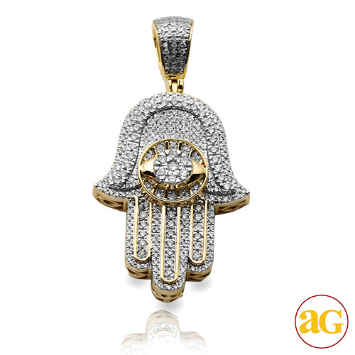 10KY 0.75CTW DIAMOND HAMZA PENDANT WITH V-PRONG