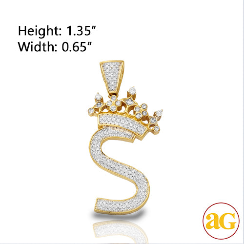 10KY 0.40CTW DIAMOND INITIAL WITH CROWN PENDANT -
