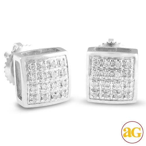 10KW 0.10CTW DIAMOND SQUARE DOME EARRINGS