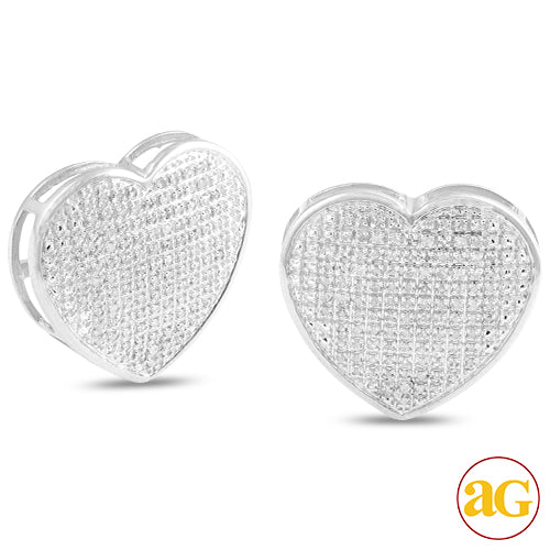 10KW0.75CTW DIAMOND HEART DOME EARRINGS