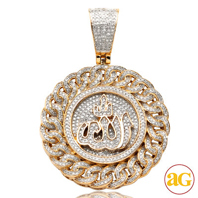 10KY 1.25CTW DIAMOND ALLAH MEDALLION WITH MIAMI CU