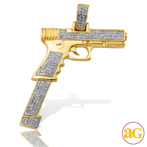 10KY 0.65CTW DIAMOND GUN PENDANT - EXTENDED CLIP