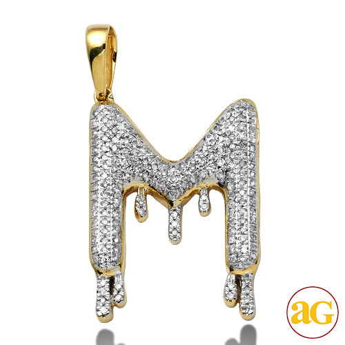 10KY 0.50CTW DIAMOND DRIPPING INITIAL PENDANT